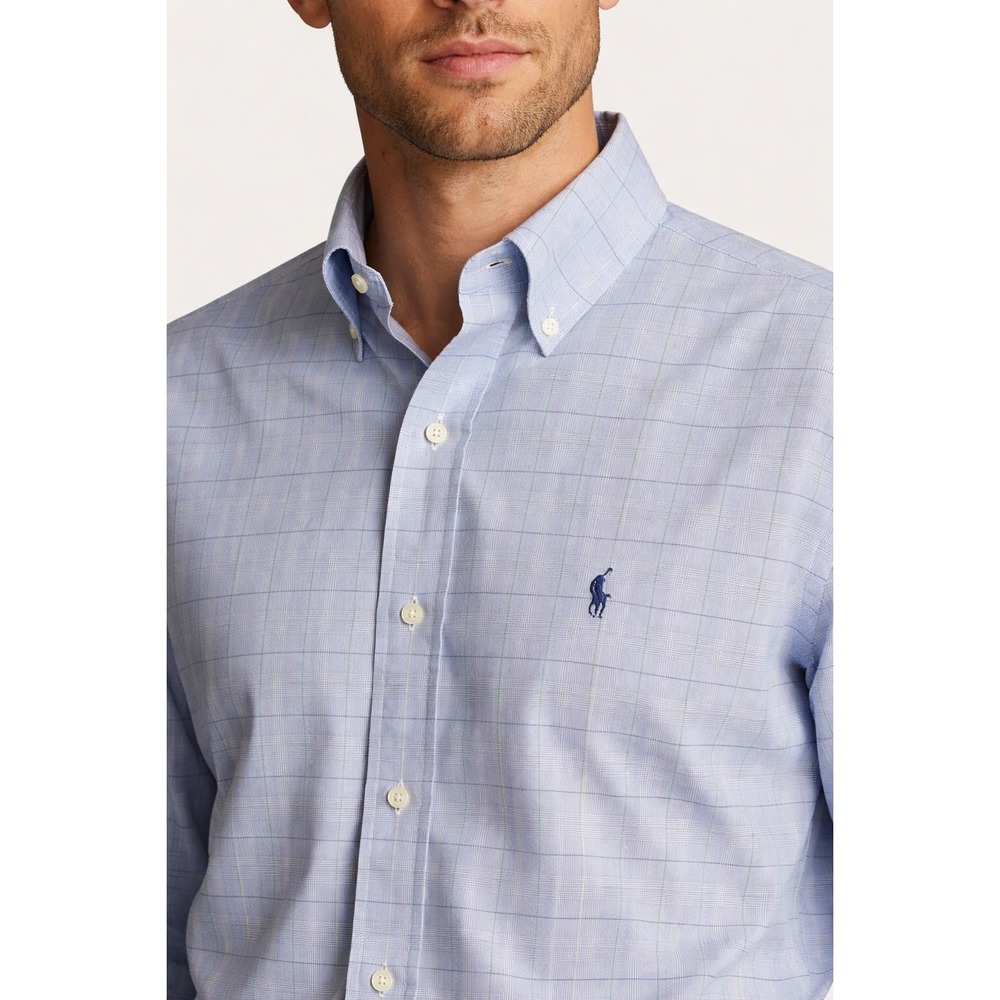 Ralph‎ Lauren Yarmouth Shirt Mens 15 32/33 Blue Plaid Button Down Classic Cotton